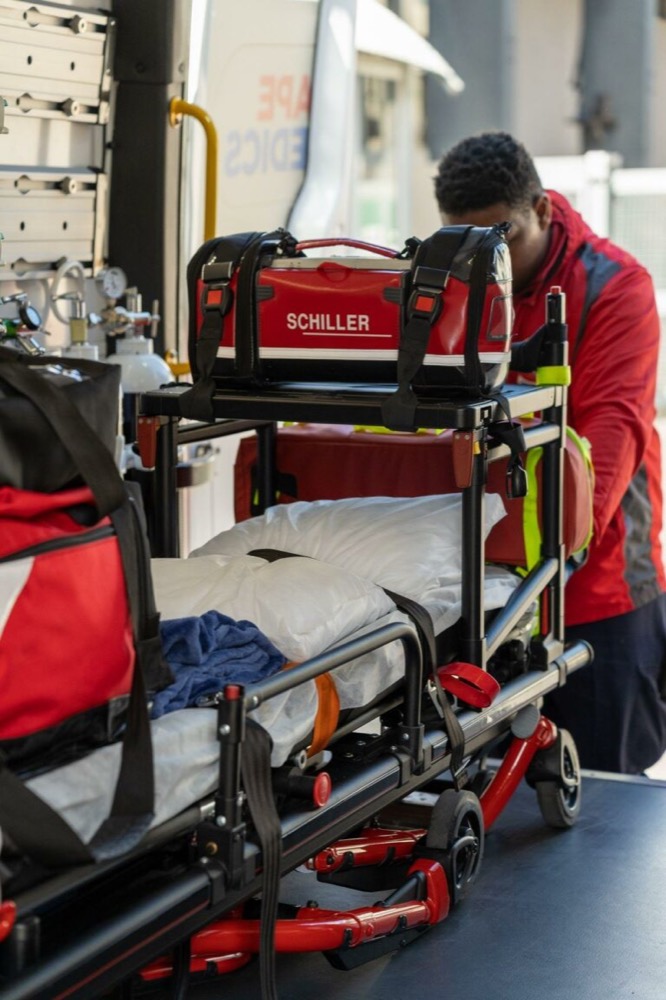 Interior of a fully-equipped ambulance